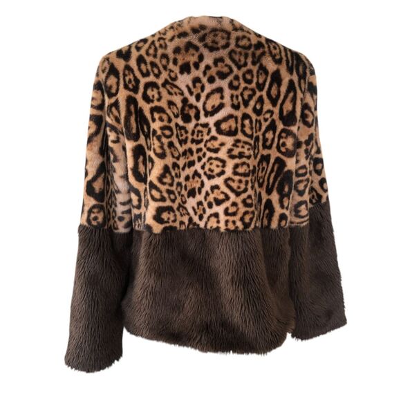 ANTHROPOLOGIE CURRENT‎ AIR COZY SOFT LEOPARD COLORBLOCK JACKET SZ M - Picture 9 of 16